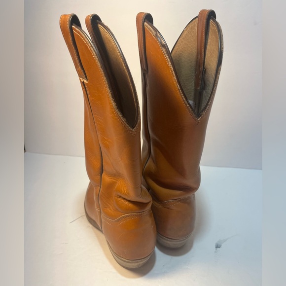 ABILENE Cowboy Boots Womens #7012 Made In USA Size 7.5M Tan Vibram Traction - Picture 3 of 8